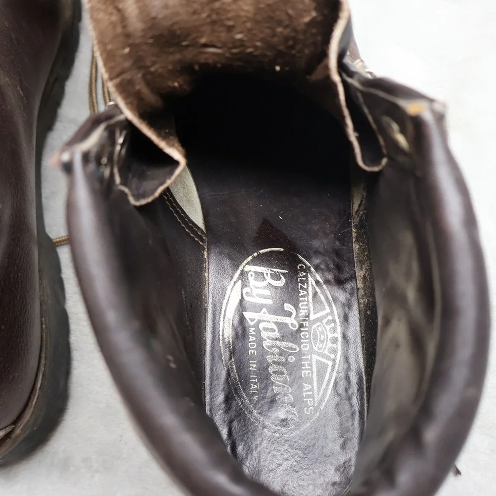 Fabiano Men? 8 Narrow Hiking‎ Boots Brown Leather Lug Lace Rugged Italy VTG RARE